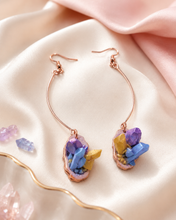 Load image into Gallery viewer, Polymer Clay Crystal Geode Earrings - Handmade Lightweight Statement Earrings