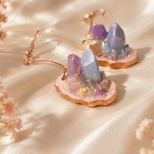 Load image into Gallery viewer, Polymer Clay Crystal Geode Earrings - Handmade Lightweight Statement Earrings
